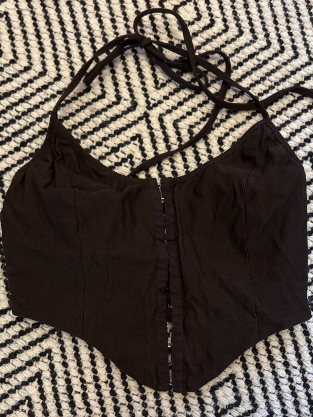 Princess Polly Womens Front Hook Halter Crop Top Brown 4